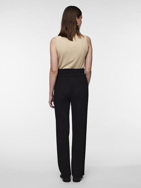 Y.A.S Pleated Straight Leg Trousers in Black