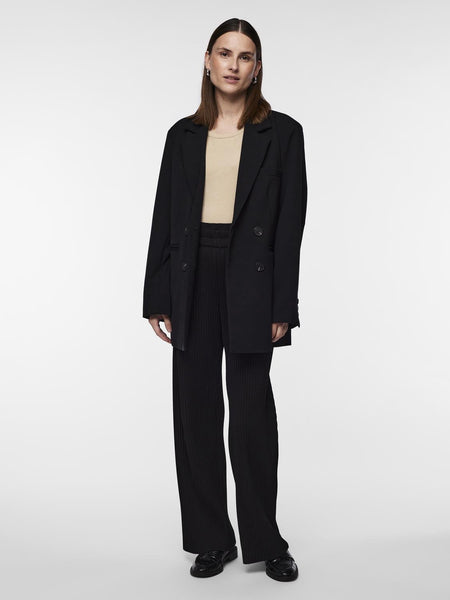 Y.A.S Pleated Straight Leg Trousers in Black