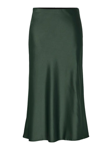 Y.A.S Satin Look Midi Skirt in Green