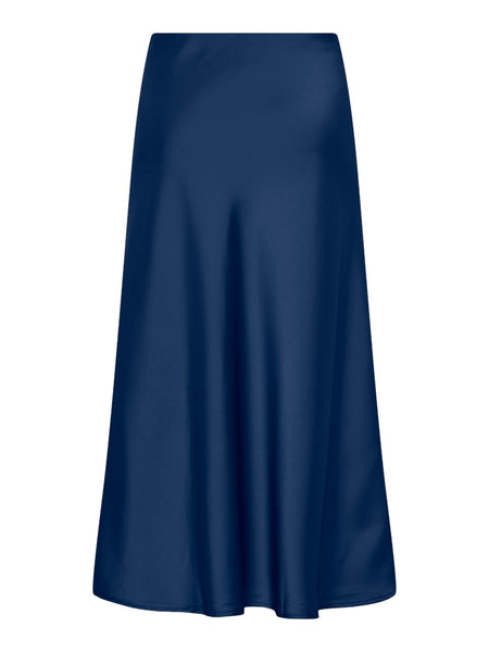 Y.A.S Satin Look Midi Skirt in Blue