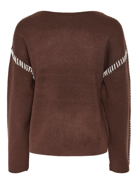 Y.A.S Stitching Detail Knit Jumper in Brown