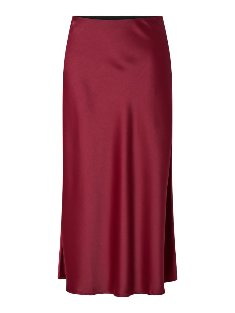 Y.A.S Satin Look Midi Skirt in Maroon
