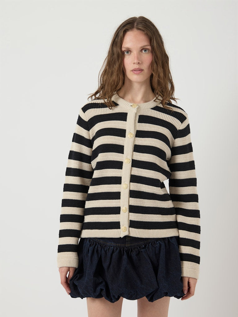 Y.A.S Striped Cardigan in Beige