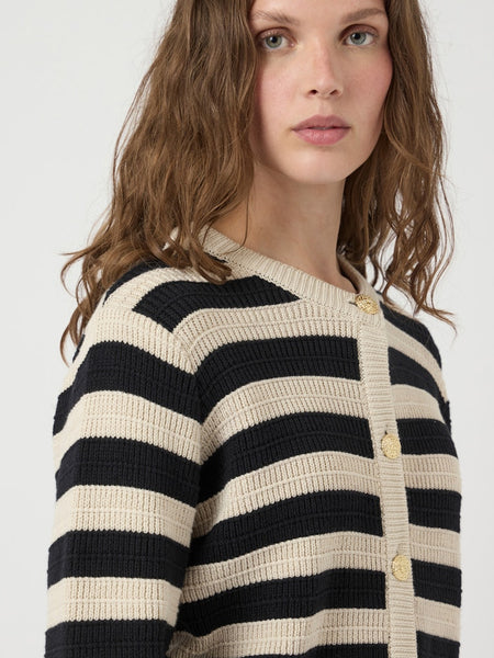 Y.A.S Striped Cardigan in Beige