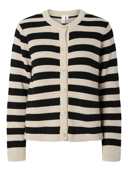 Y.A.S Striped Cardigan in Beige