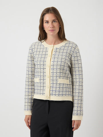 Y.A.S Checked Cardigan in Cream