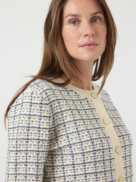 Y.A.S Checked Cardigan in Cream
