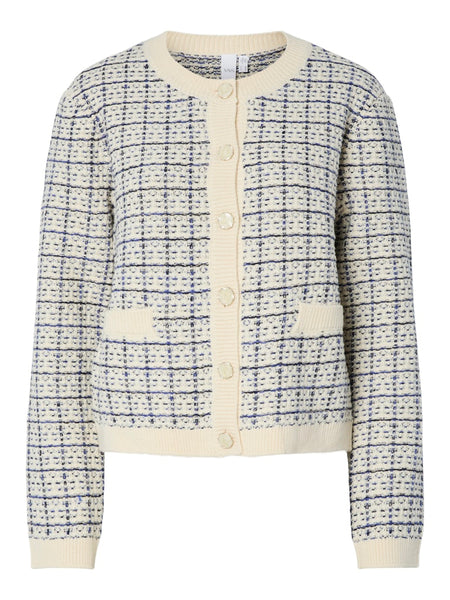 Y.A.S Checked Cardigan in Cream