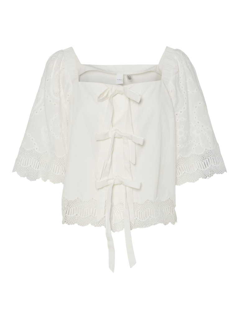 Y.A.S Short Sleeve Tie Top in White