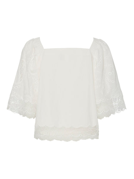 Y.A.S Short Sleeve Tie Top in White