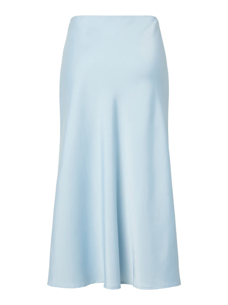 Y.A.S Satin Look Midi Skirt in Light Blue