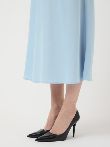 Y.A.S Satin Look Midi Skirt in Light Blue