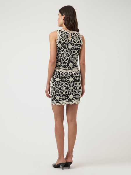 Y.A.S Floral Sleeveless Crochet Detail Top in Black
