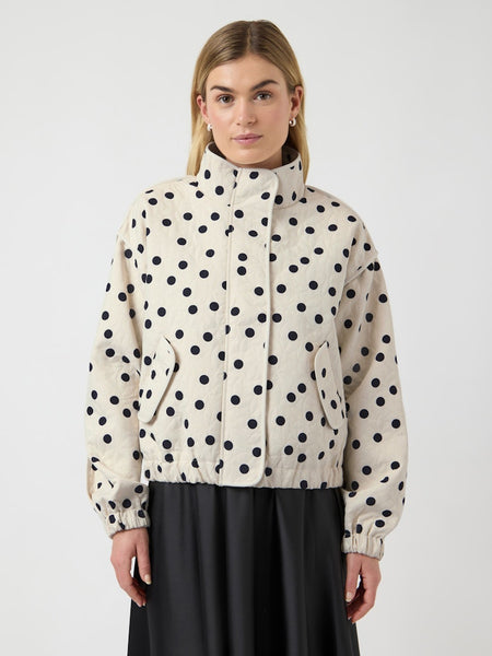 Y.A.S Polka Dot Quilted Jacket in Cream