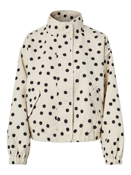 Y.A.S Polka Dot Quilted Jacket in Cream