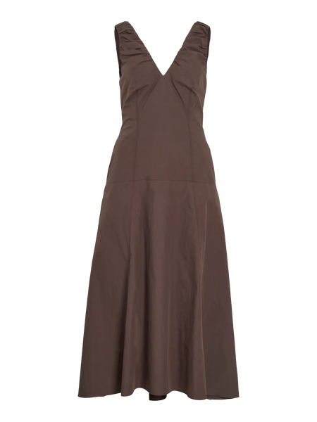 VILA Sleeveless V-Neck Maxi Dress in Brown