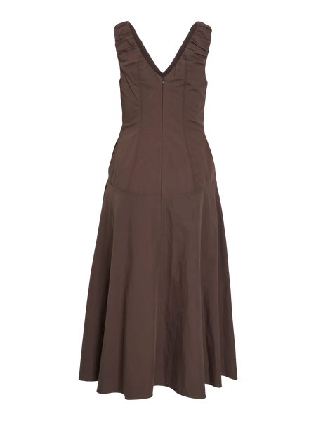 VILA Sleeveless V-Neck Maxi Dress in Brown