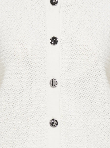 JDY Knit Button Vest in White