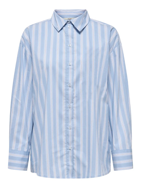 JDY Oversized Striped Shirt in Blue