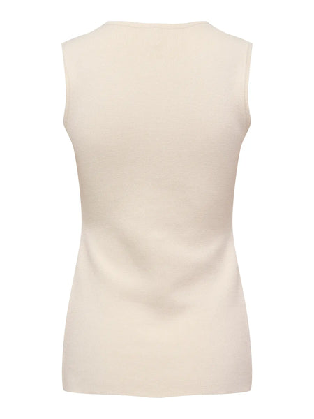 ONLY Sleeveless Button Vest in Cream