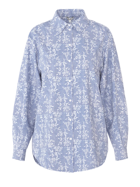 OBJECT Floral Checked Shirt in Blue