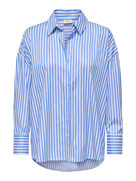 JDY Striped V-Neck Shirt in Blue