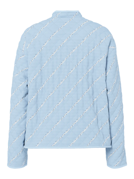 PIECES Floral Quilted Jacket in Blue