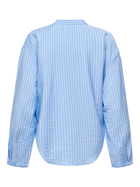 JDY Striped Front Knot Detail Shirt in Blue