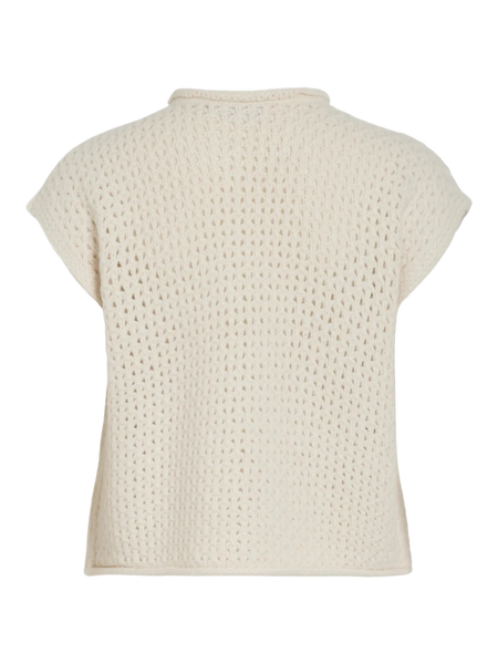 VILA Knit Button Vest in Cream