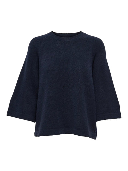 ONLY 3/4 Sleeve Knit Jumper in Navy