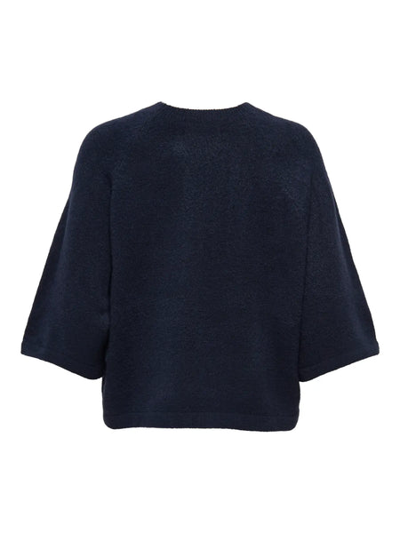 ONLY 3/4 Sleeve Knit Jumper in Navy