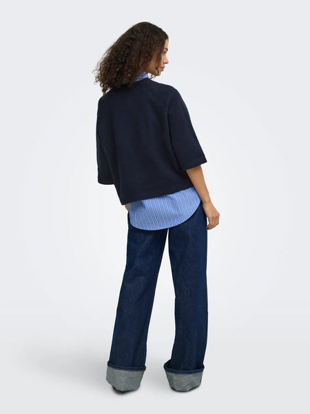 ONLY 3/4 Sleeve Knit Jumper in Navy