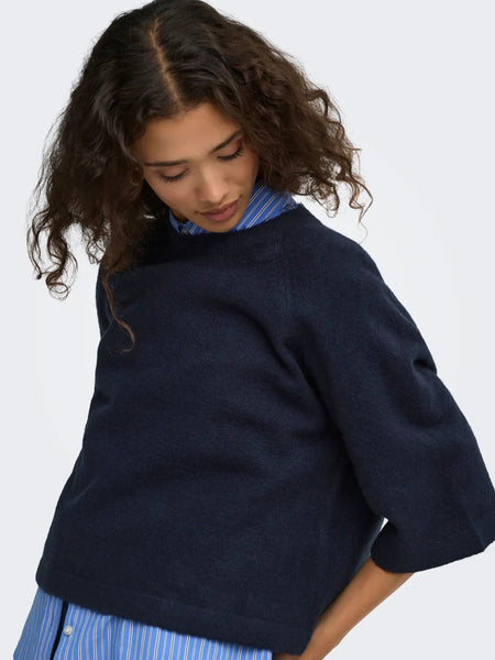 ONLY 3/4 Sleeve Knit Jumper in Navy