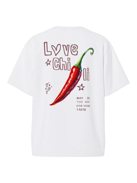 PIECES Chilli Print T-Shirt in White