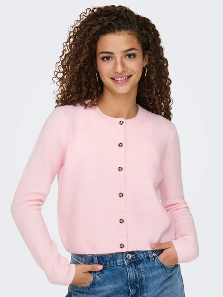 JDY Knitted Long Sleeve Cardigan in Light Pink