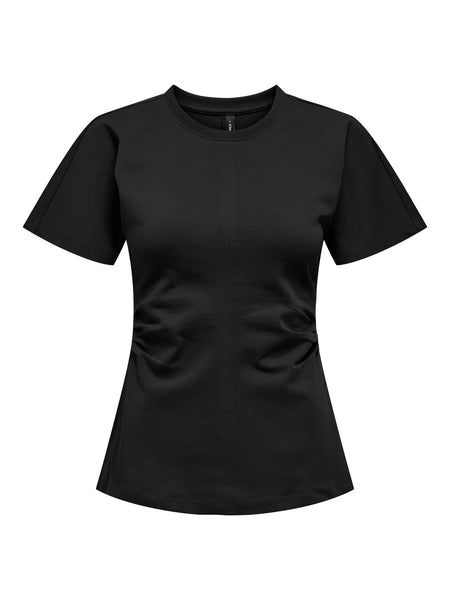 ONLY Ruched Detail T-Shirt in Black