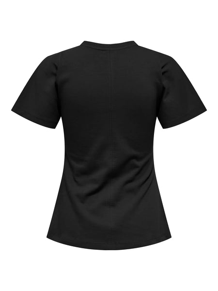 ONLY Ruched Detail T-Shirt in Black