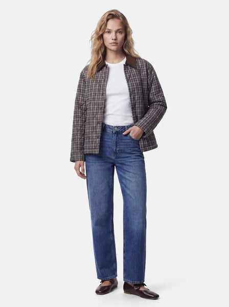 PIECES Checked Quilted Jacket in Green