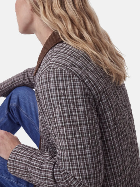 PIECES Checked Quilted Jacket in Green