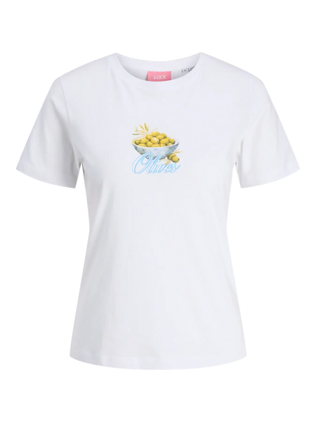 JJXX Olive Print T-Shirt in White