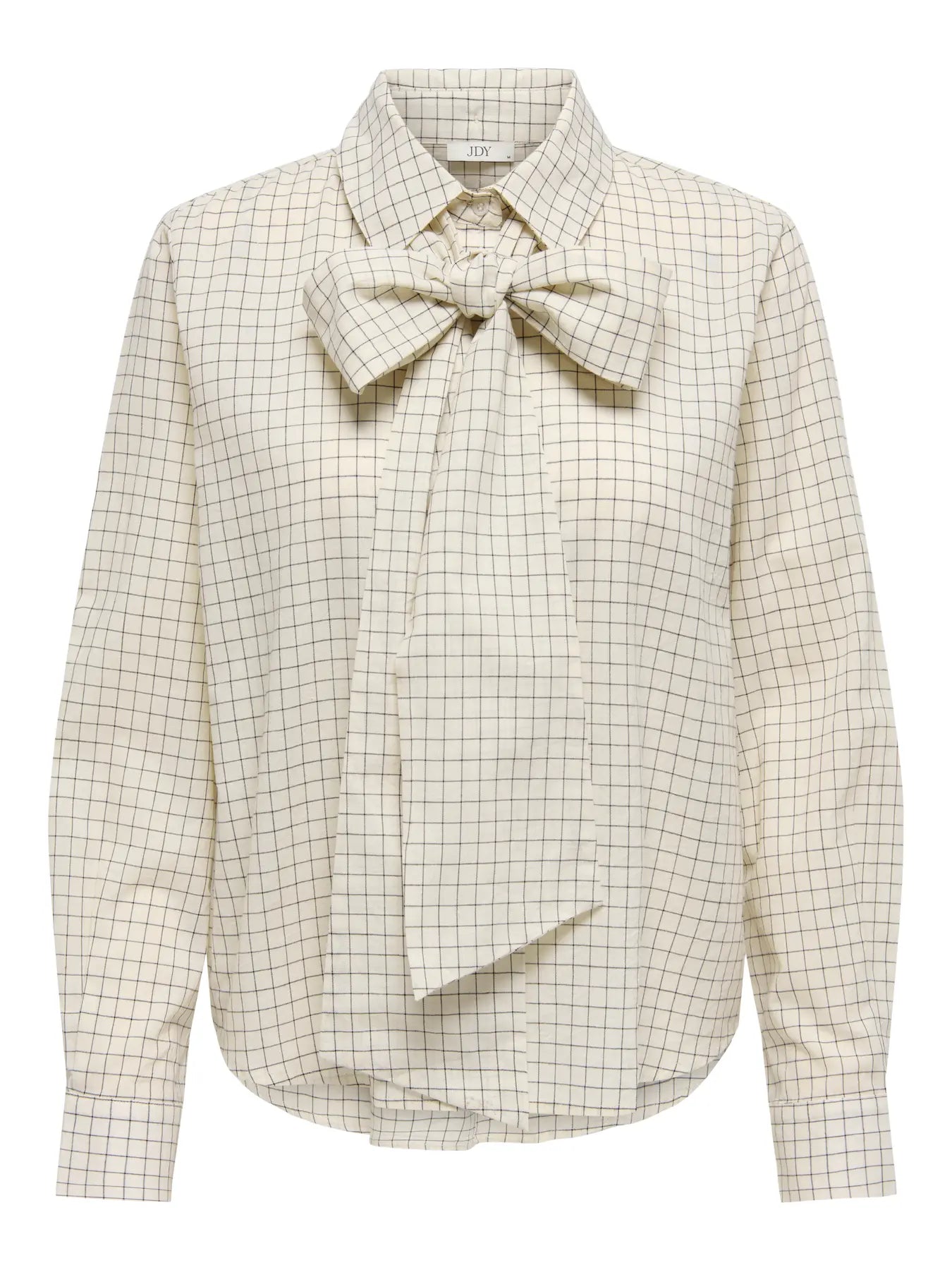 JDY Checked Bow Shirt in Cream