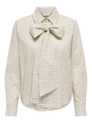 JDY Checked Bow Shirt in Cream