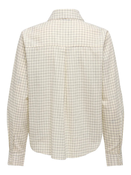 JDY Checked Bow Shirt in Cream