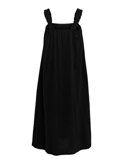 Only Ruffle Strap Midi Dress in Black
