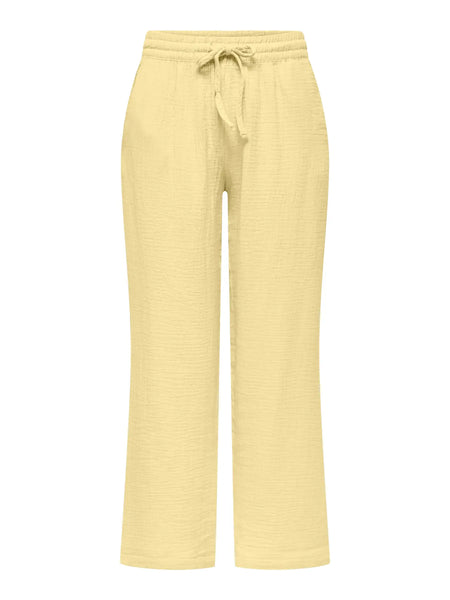 JDY Wide Leg Cotton Trousers in Yellow