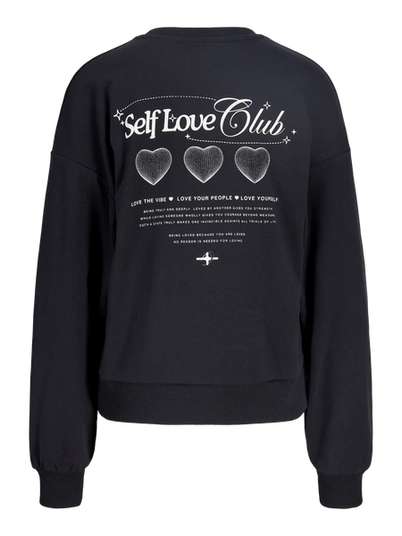 JJXX "Self Love Club" Printed Sweatshirt in Black