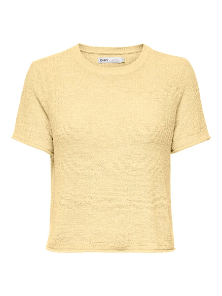 ONLY Short Sleeve Knitted Top in Yellow