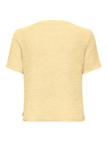 ONLY Short Sleeve Knitted Top in Yellow