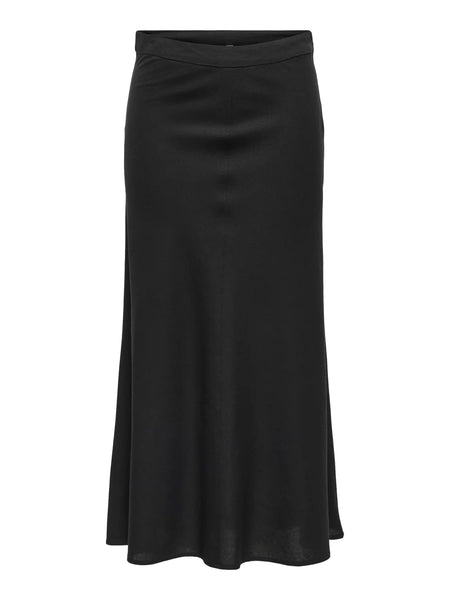 ONLY Long Linen Blend Skirt in Black