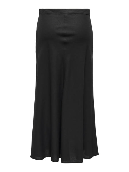 ONLY Long Linen Blend Skirt in Black